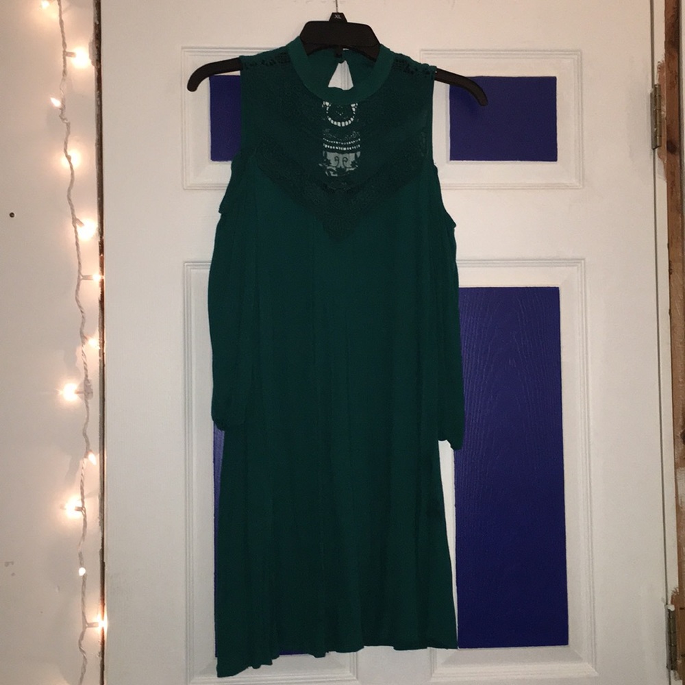 Green off the shoulder dress
